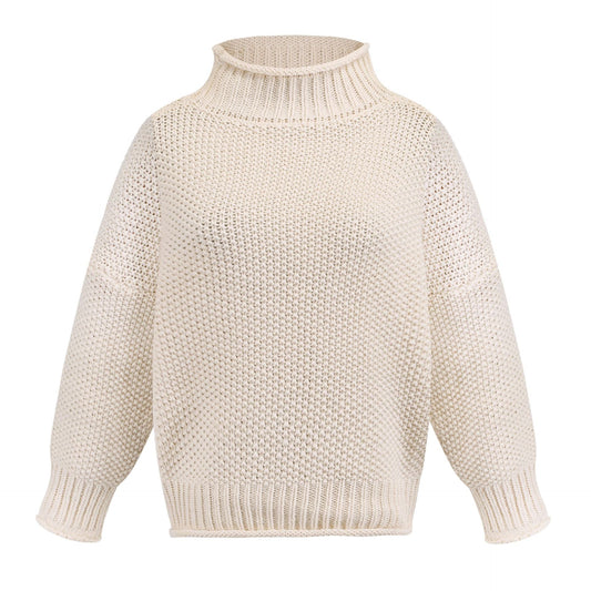 Cozy Knitted Turtleneck Sweater – Long Sleeve Winter Pullover for Women