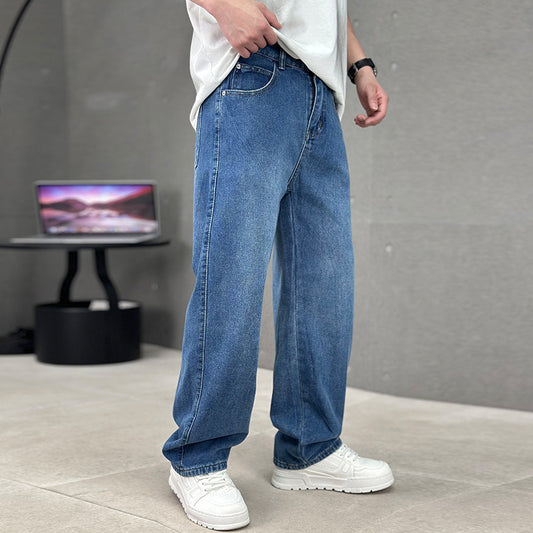 Trendy Wide-Leg Jeans – Men’s Casual Streetwear Denim Pants