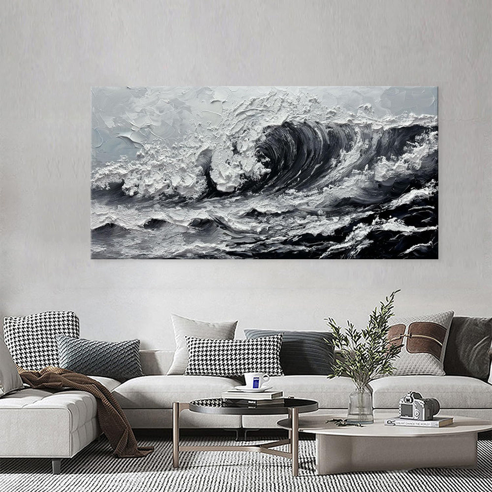 OceanWhisper Canvas – Modern Gray Seascape Art
