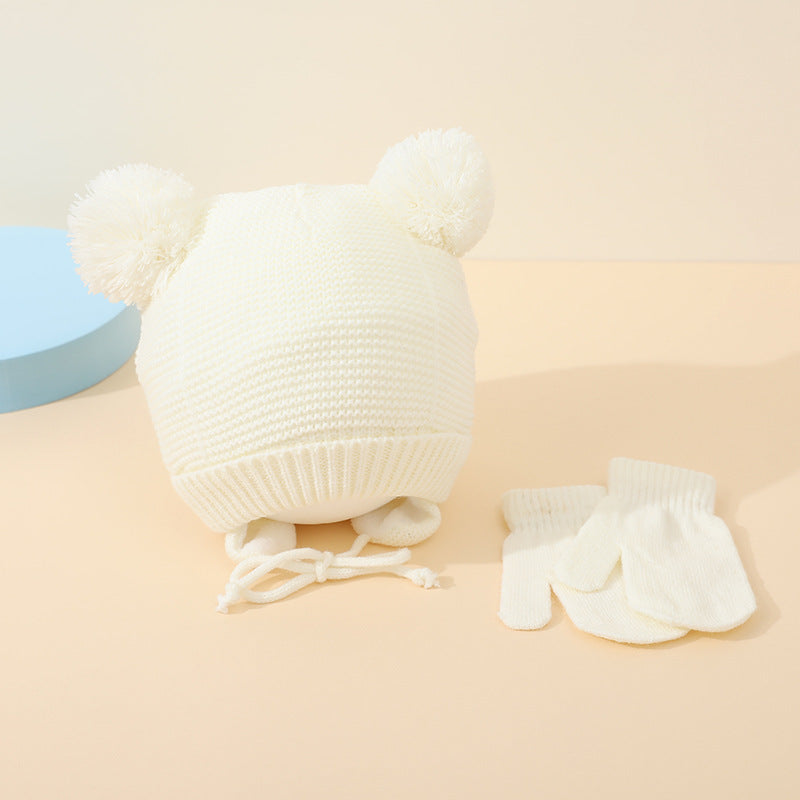 Cute Winter Children’s Hat & Gloves Two-Piece Suit