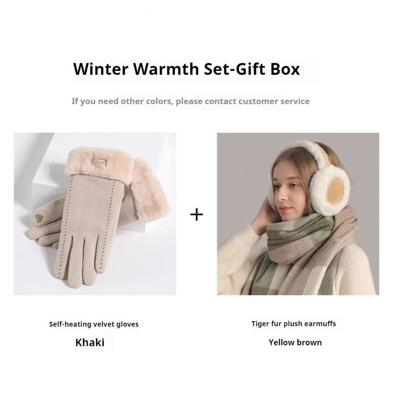 Soft Plush Earmuff Scarf Gloves Set – Cozy Winter Accessory