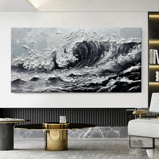 OceanWhisper Canvas – Modern Gray Seascape Art