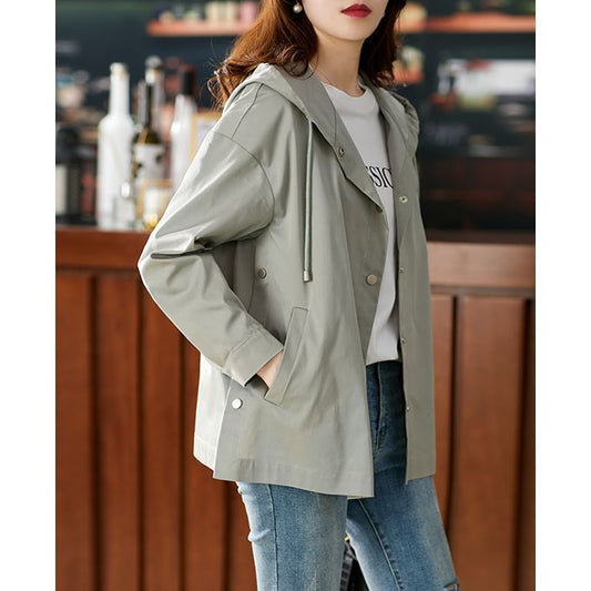 Casual Women’s Hooded Jacket – Modern Short Windbreaker