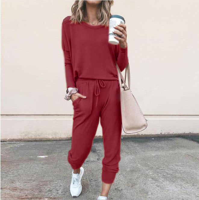 Women’s Casual 2-Piece Sportswear Set – Long Sleeve Top & Jogger Pants
