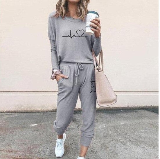 Women’s Casual 2-Piece Sportswear Set – Long Sleeve Top & Jogger Pants