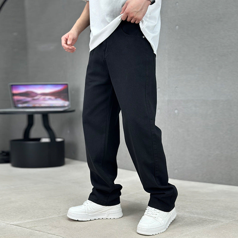 Trendy Wide-Leg Jeans – Men’s Casual Streetwear Denim Pants