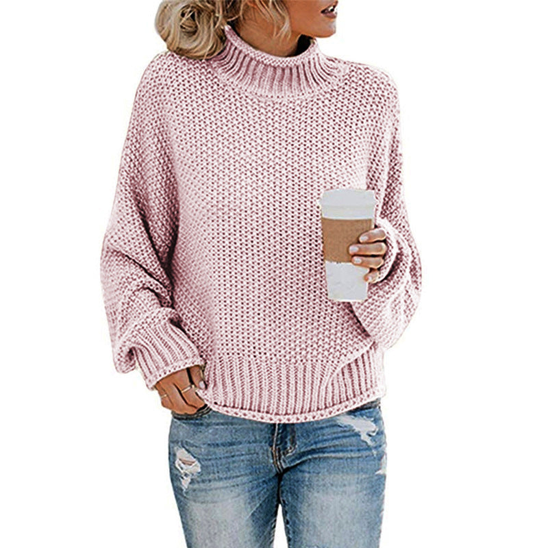 Cozy Knitted Turtleneck Sweater – Long Sleeve Winter Pullover for Women