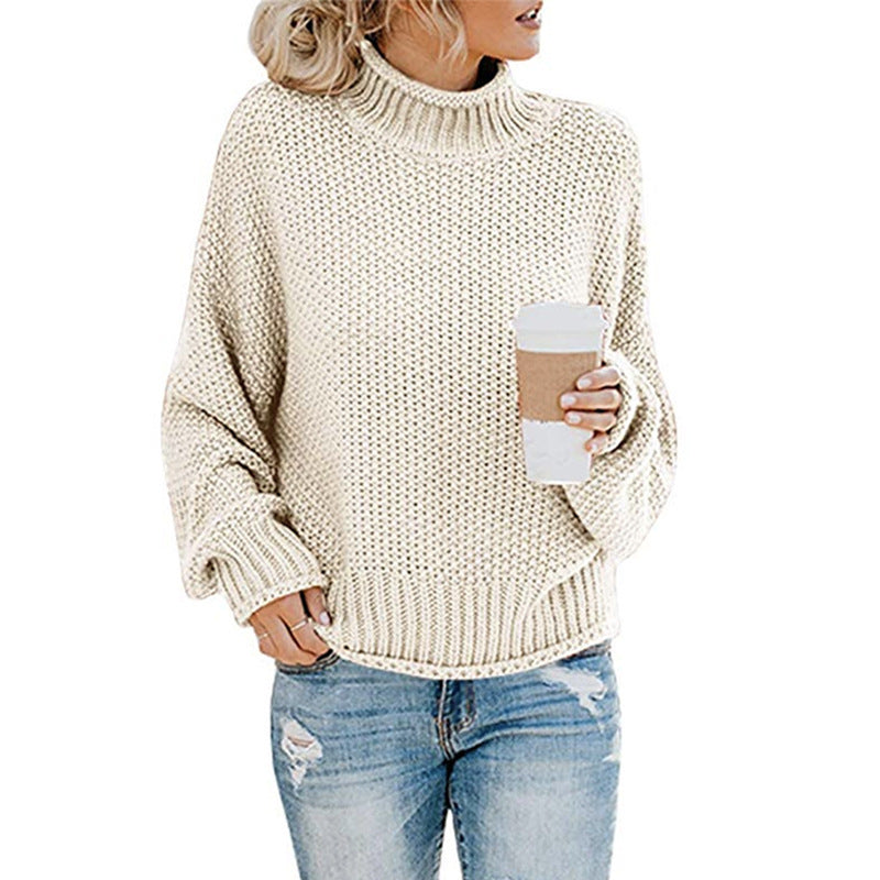 Cozy Knitted Turtleneck Sweater – Long Sleeve Winter Pullover for Women