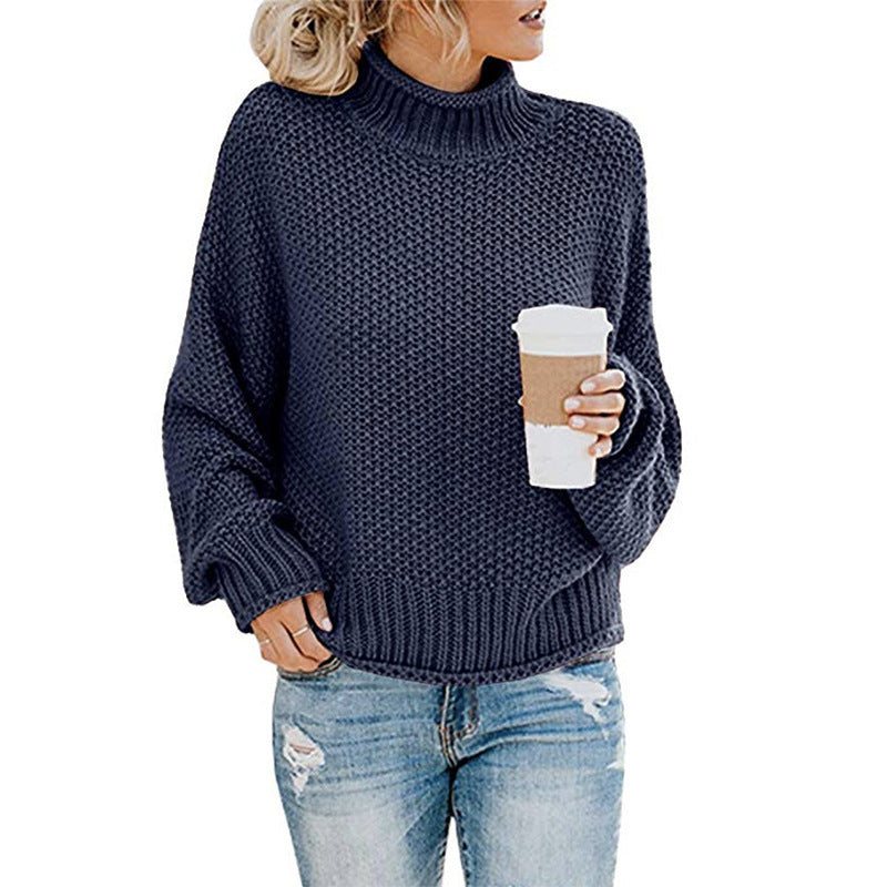 Cozy Knitted Turtleneck Sweater – Long Sleeve Winter Pullover for Women
