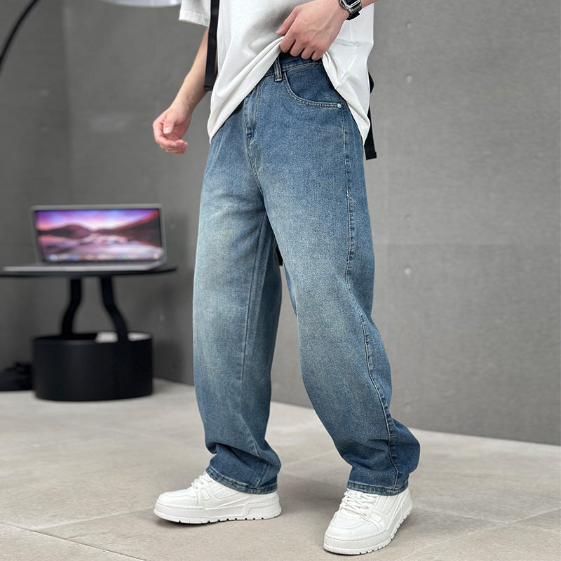 Trendy Wide-Leg Jeans – Men’s Casual Streetwear Denim Pants