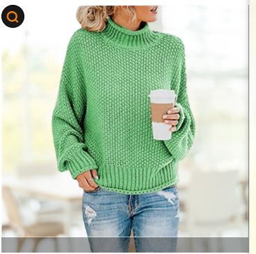 Cozy Knitted Turtleneck Sweater – Long Sleeve Winter Pullover for Women