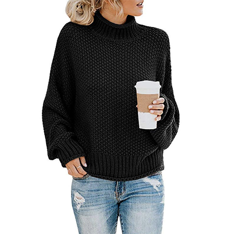 Cozy Knitted Turtleneck Sweater – Long Sleeve Winter Pullover for Women