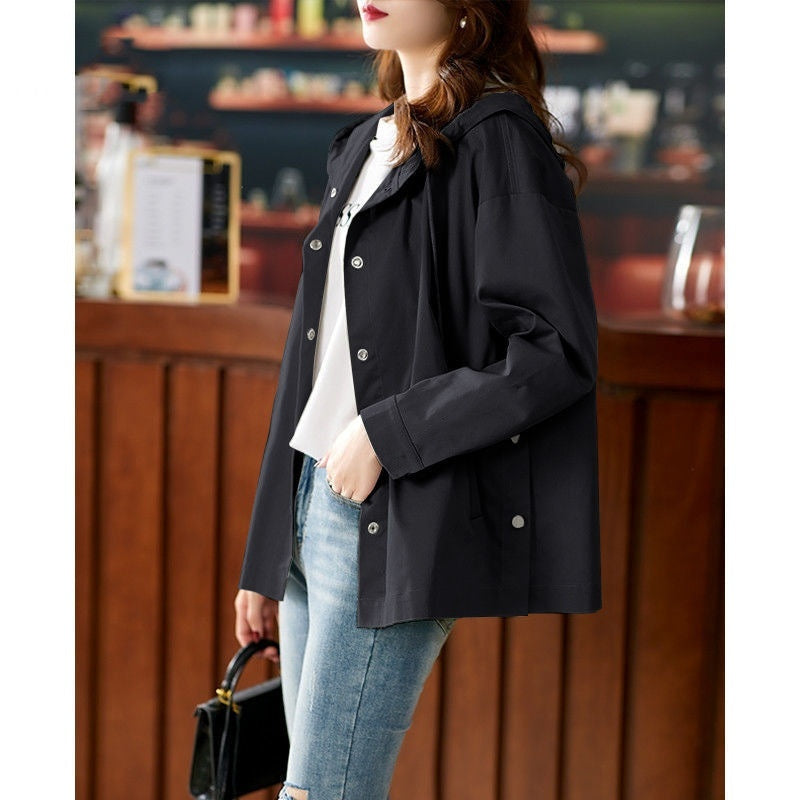 Casual Women’s Hooded Jacket – Modern Short Windbreaker