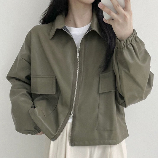 Chic Long Sleeve Cropped Coat for Women