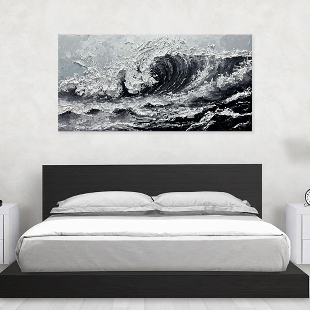 OceanWhisper Canvas – Modern Gray Seascape Art