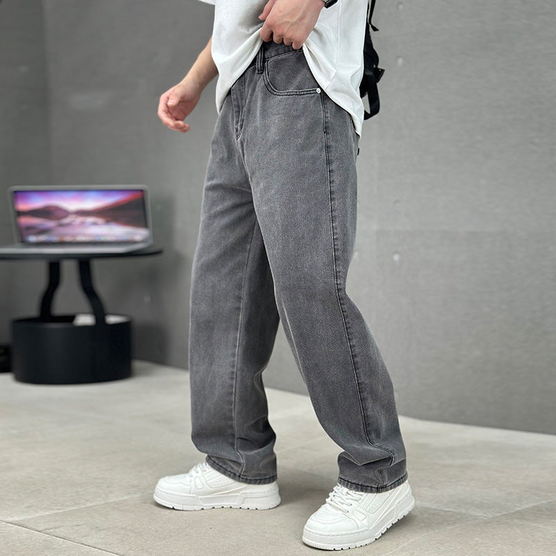 Trendy Wide-Leg Jeans – Men’s Casual Streetwear Denim Pants