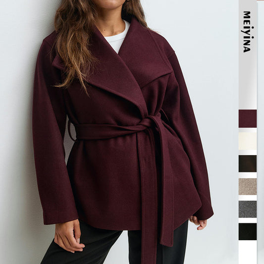 Luxury Mid-Length Woolen Coat – Autumn & Winter Edition