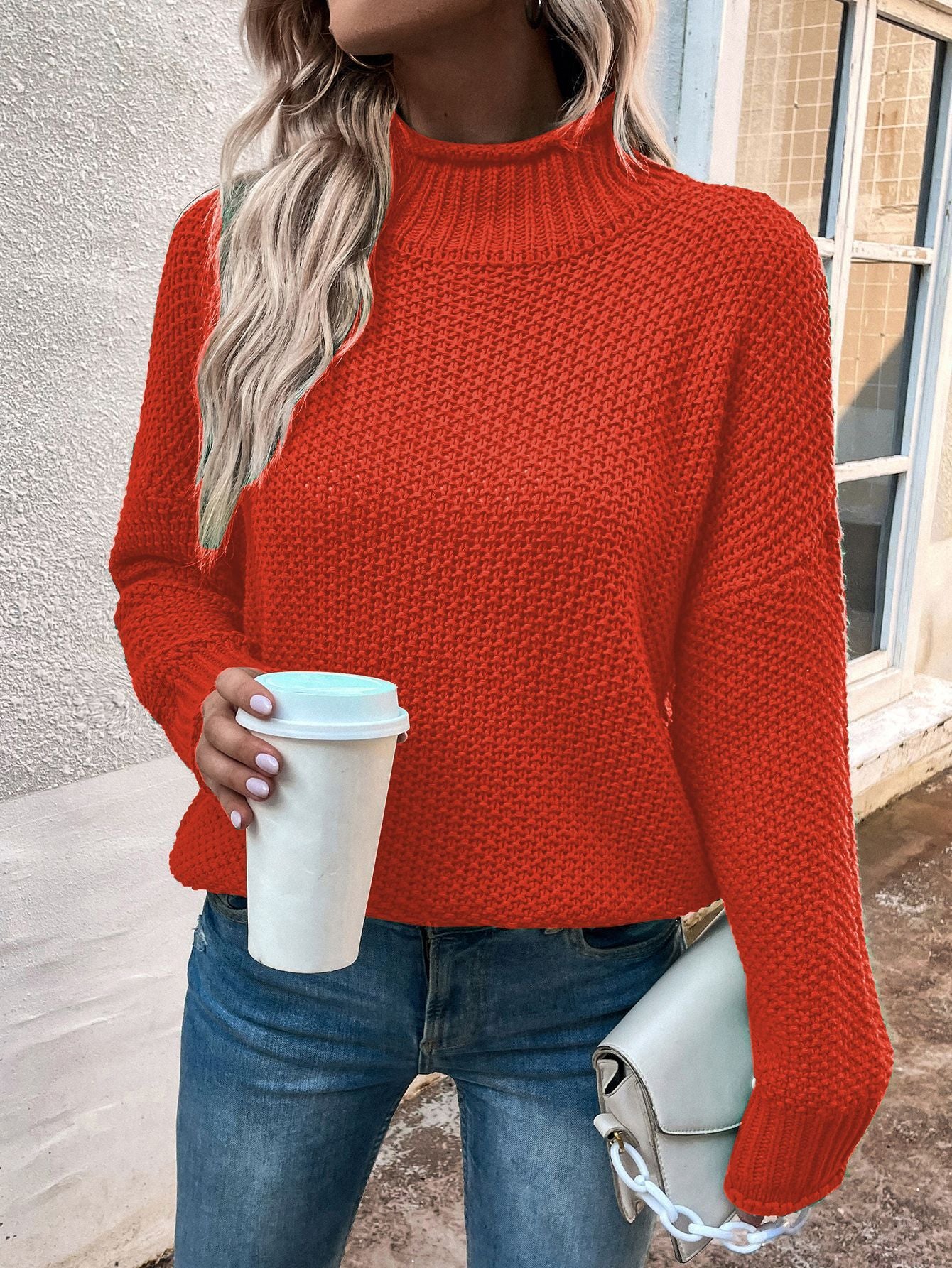 Cozy Knitted Turtleneck Sweater – Long Sleeve Winter Pullover for Women