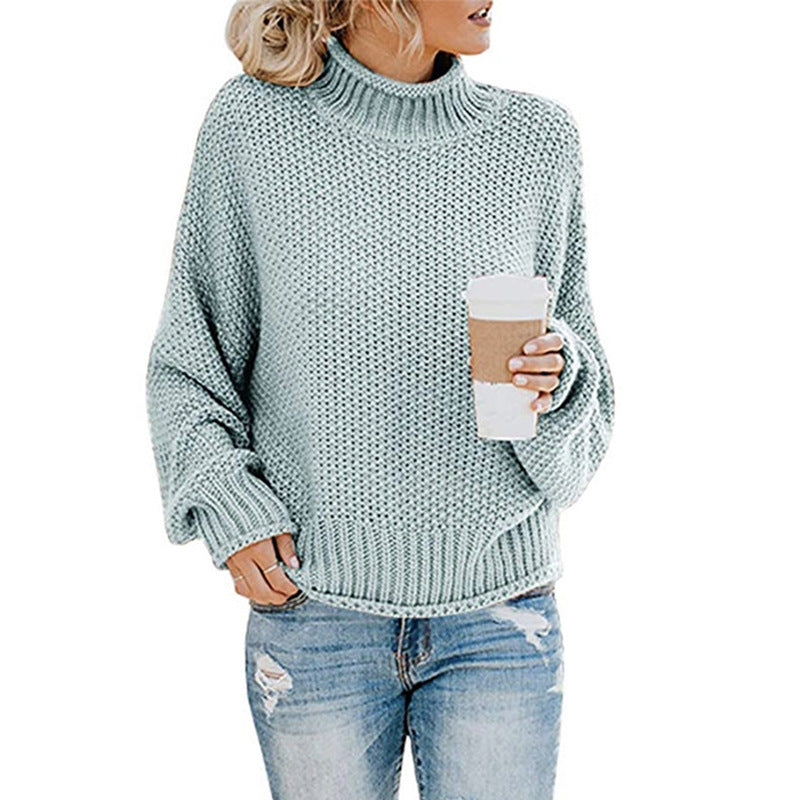 Cozy Knitted Turtleneck Sweater – Long Sleeve Winter Pullover for Women