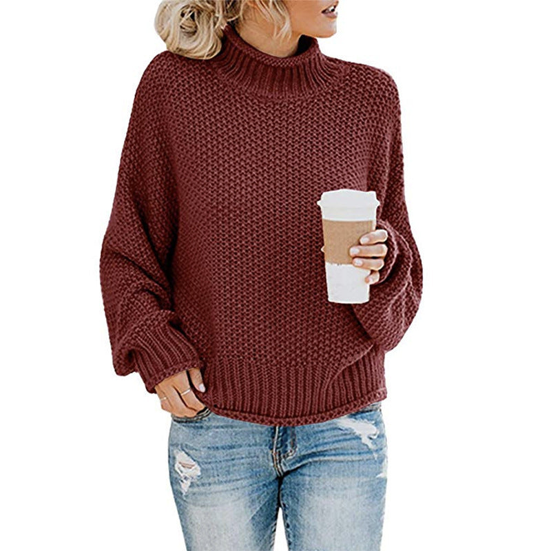 Cozy Knitted Turtleneck Sweater – Long Sleeve Winter Pullover for Women