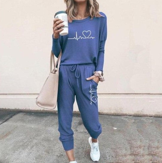 Women’s Casual 2-Piece Sportswear Set – Long Sleeve Top & Jogger Pants