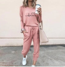 Women’s Casual 2-Piece Sportswear Set – Long Sleeve Top & Jogger Pants