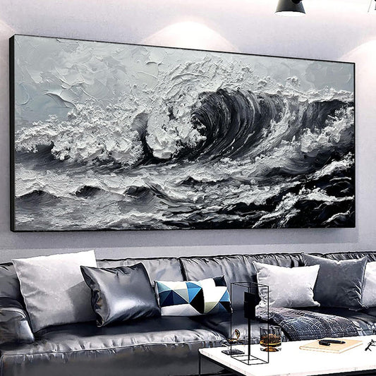 OceanWhisper Canvas – Modern Gray Seascape Art
