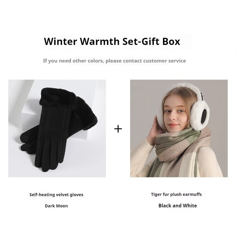 Soft Plush Earmuff Scarf Gloves Set – Cozy Winter Accessory