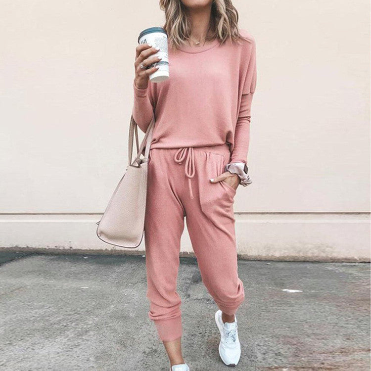 Women’s Casual 2-Piece Sportswear Set – Long Sleeve Top & Jogger Pants