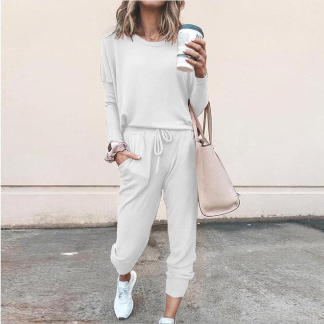 Women’s Casual 2-Piece Sportswear Set – Long Sleeve Top & Jogger Pants