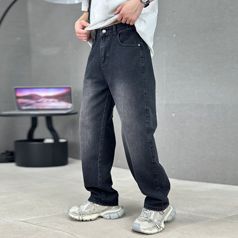 Trendy Wide-Leg Jeans – Men’s Casual Streetwear Denim Pants