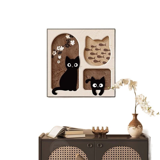 Mielu™ Cream Cat Art Frame — Cozy Aesthetic Wall Decor for Dining & Living Rooms