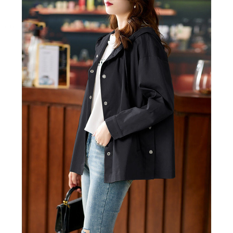 Casual Women’s Hooded Jacket – Modern Short Windbreaker