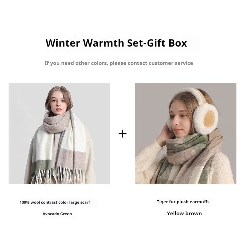Soft Plush Earmuff Scarf Gloves Set – Cozy Winter Accessory