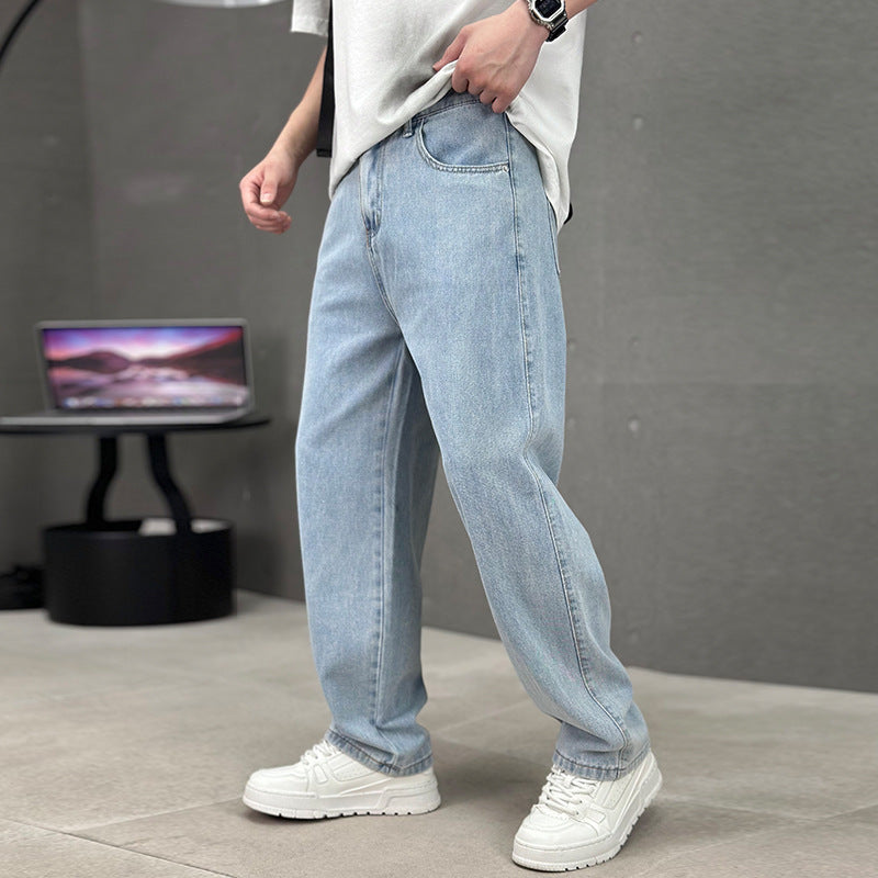 Trendy Wide-Leg Jeans – Men’s Casual Streetwear Denim Pants