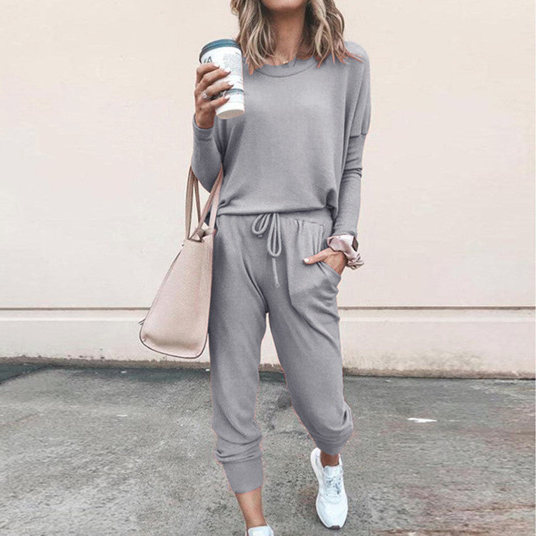 Women’s Casual 2-Piece Sportswear Set – Long Sleeve Top & Jogger Pants