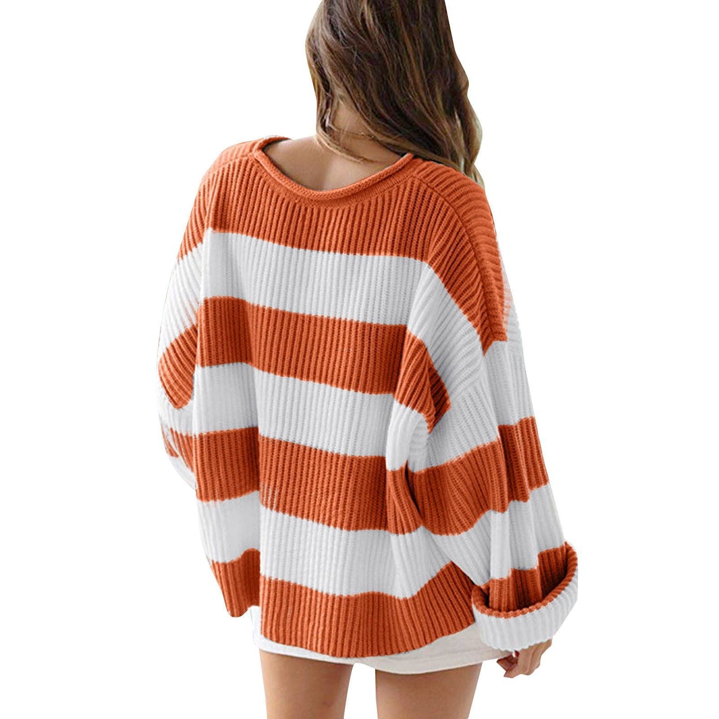 Women’s Trendy Loose Striped Sweater – Comfortable Knitwear