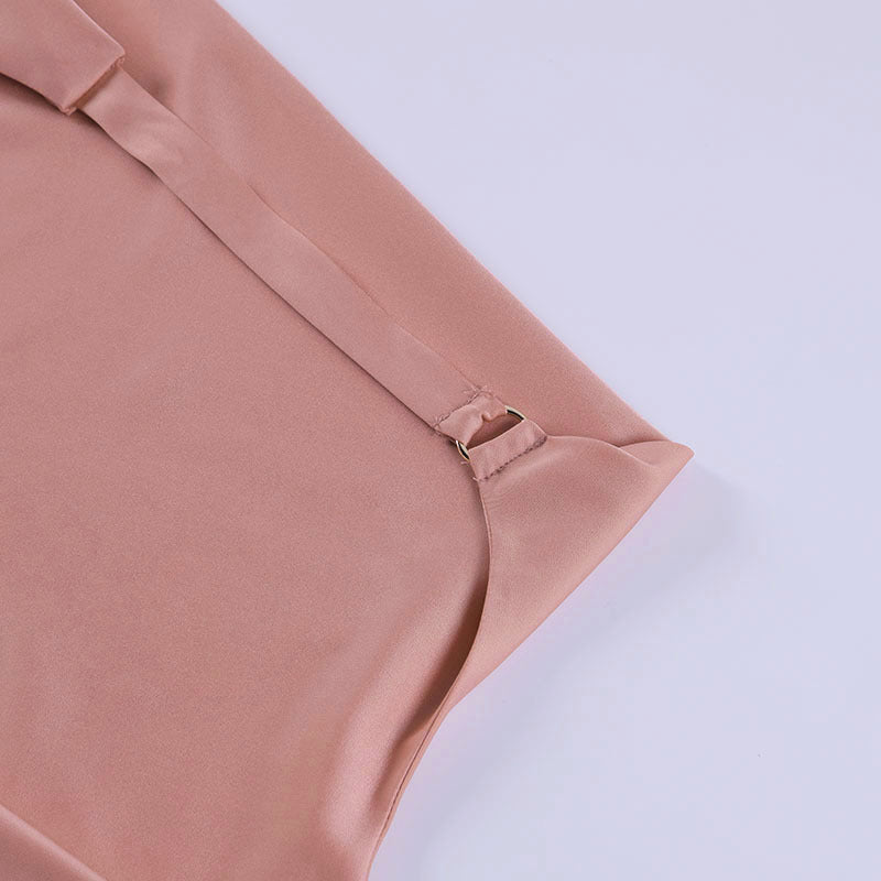 Elegant Satin V-Neck Backless Mini Party Dress – Summer Sleeveless Dress