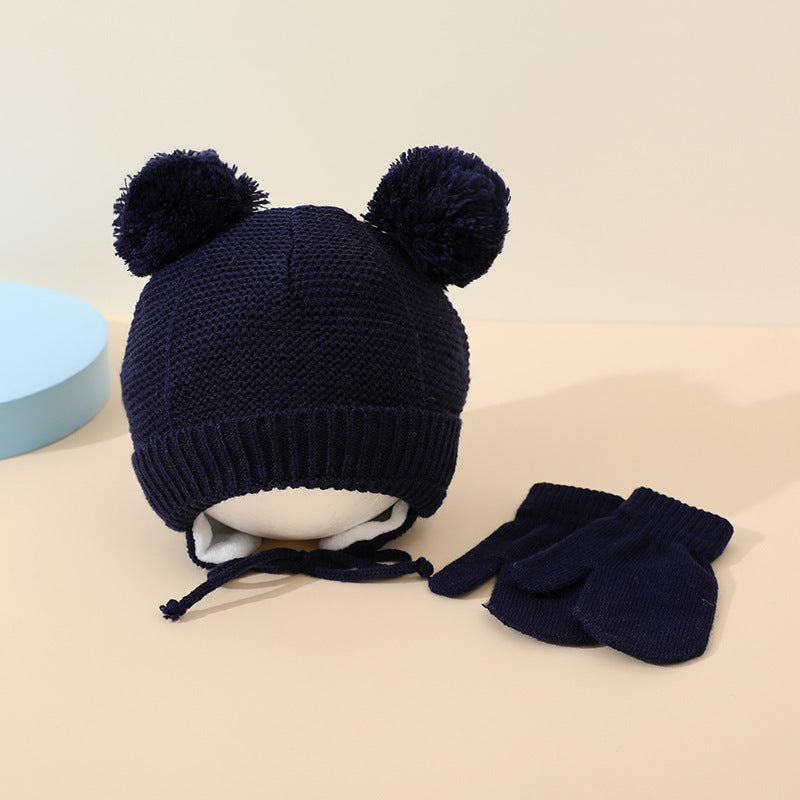 Cute Winter Children’s Hat & Gloves Two-Piece Suit