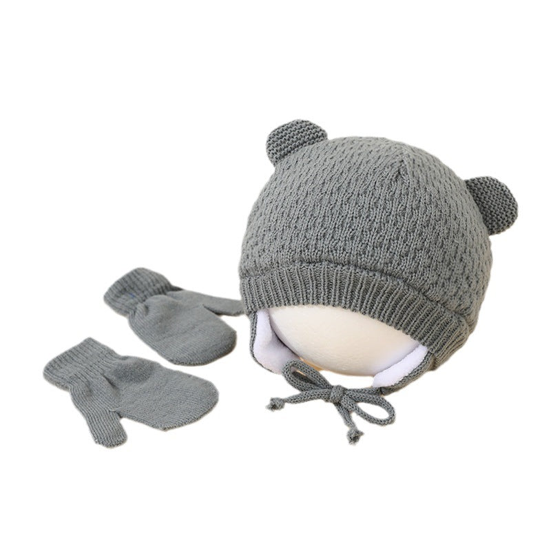 Cute Winter Children’s Hat & Gloves Two-Piece Suit