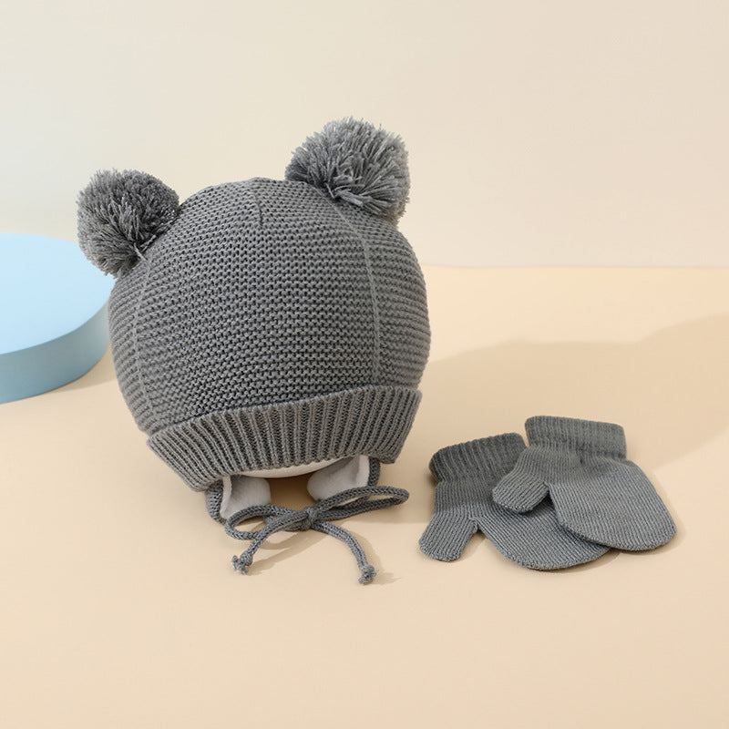 Cute Winter Children’s Hat & Gloves Two-Piece Suit