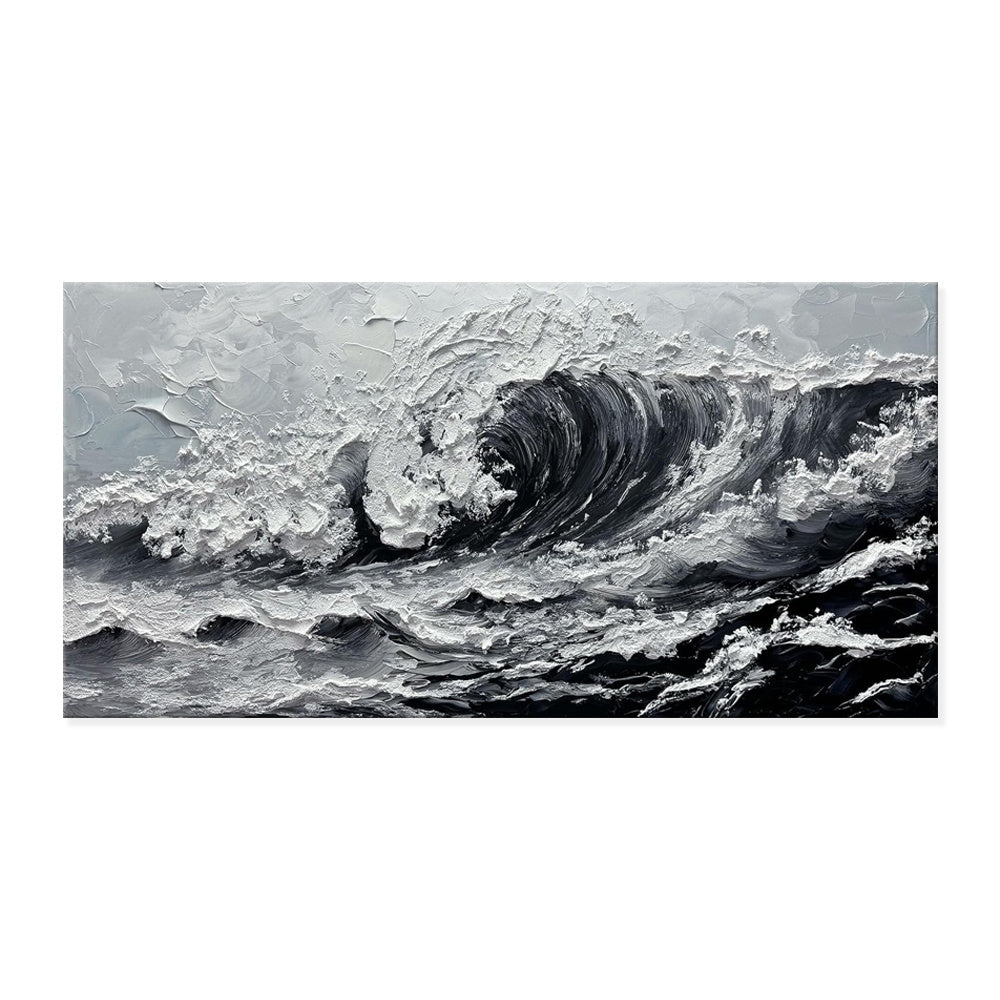 OceanWhisper Canvas – Modern Gray Seascape Art