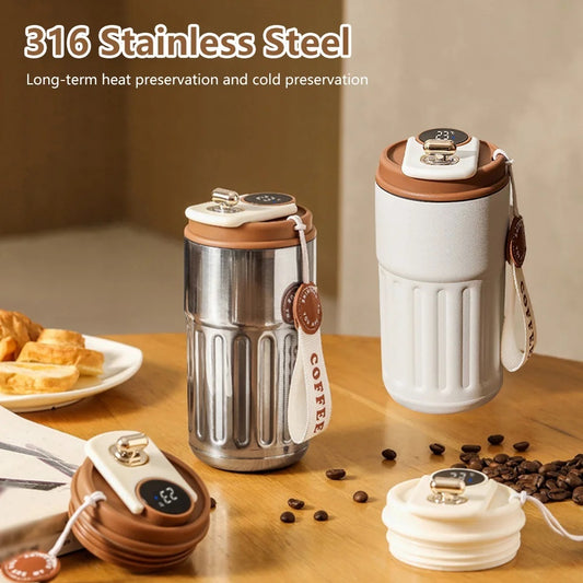Modern Digital Thermo Bottle – Hot & Cold Stainless Steel Travel Mug