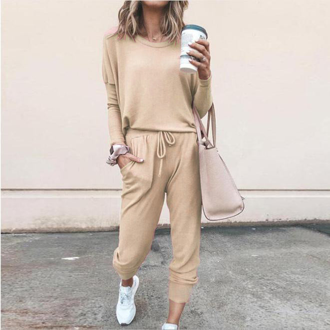 Women’s Casual 2-Piece Sportswear Set – Long Sleeve Top & Jogger Pants