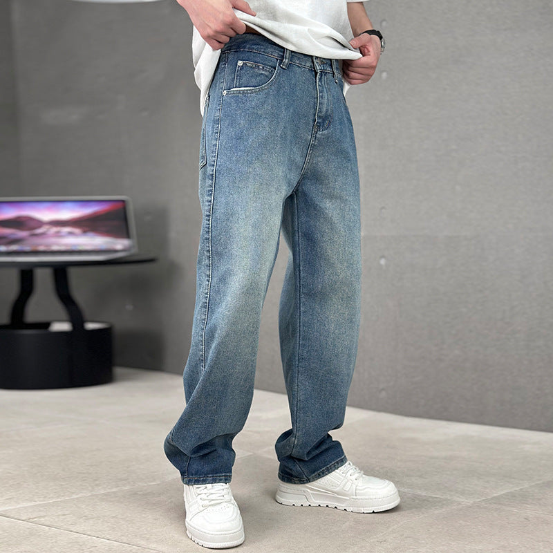 Trendy Wide-Leg Jeans – Men’s Casual Streetwear Denim Pants