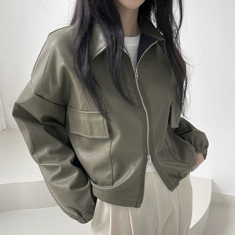 Chic Long Sleeve Cropped Coat for Women