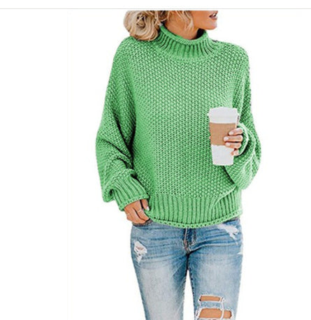 Cozy Knitted Turtleneck Sweater – Long Sleeve Winter Pullover for Women
