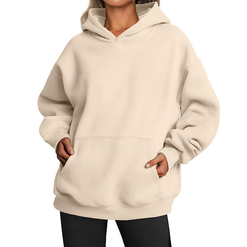 Trendy Solid Color Hoodie – Women’s Streetwear Style