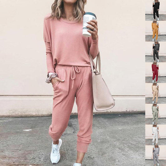Women’s Casual 2-Piece Sportswear Set – Long Sleeve Top & Jogger Pants