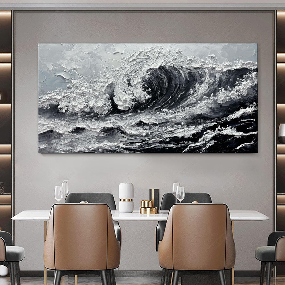 OceanWhisper Canvas – Modern Gray Seascape Art